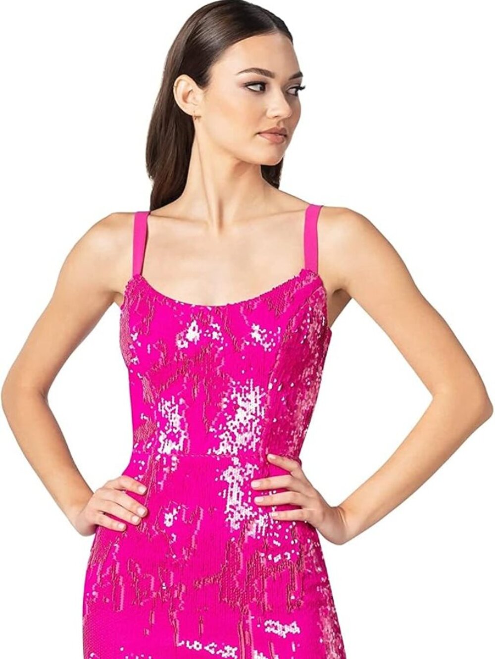 Dress the Population Pink Sequin Midi Dress XXS